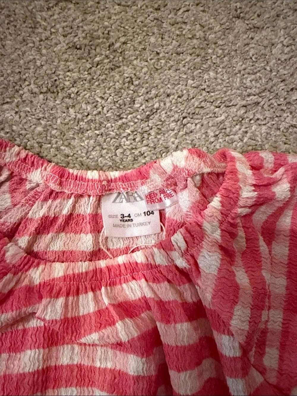 Zara Pink & White Gingham Short Sleeve Girls Top